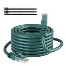 Adoreen Cat 6 Outdoor Ethernet Cable 25 Ft Green Gbps High Speed Heavy Duty I...