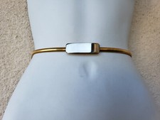 VTG Gold Metal Stretch BELT Snake Coil Disco Skinny Rectangle Buckle 26.5" - 32"