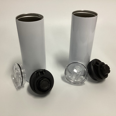 Sublimation Tumbler Thermobecher Edelstahl weiß glänzend/matt 2 Deckel