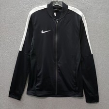 Nike Women Activewear Jacket Medium Black Track Logo Pockets Full Zip Dri Fit