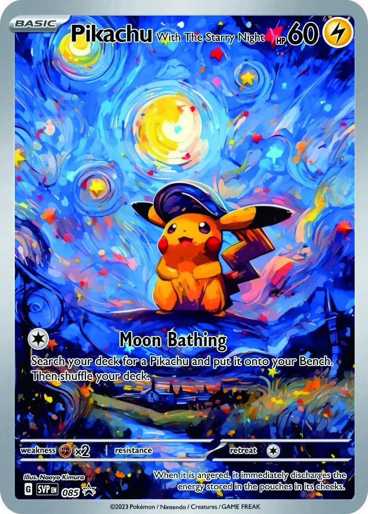 ポケモンカードゲーム Starry Night Van Gogh Pikachu Pokemon Pikachu Starry Night Van Gogh ACG Star Trading Gold Metal
