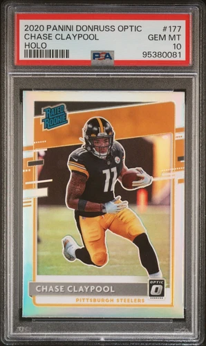 2020 Panini Donruss Optic CHASE CLAYPOOL SILVER HOLO PRIZM STEELERS #177 PSA 10