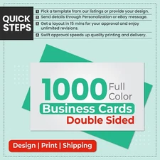 1000 Full Color Business Cards Printing FREE DESIGN & FREE SHIPPING 2 Side Print