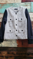 Karl Lagerfeld Jacket ,Med, Black White Tweed Blazer.snaps,pockets,black sleeves