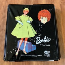 1958 Barbie Doll Case SPP Black w/ Blonde Bubble Cut Green Coat Graphics HTF