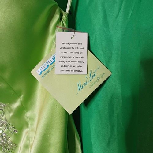 Women's Lime Green Halter Embroidered Satin Maxi Dress Formal Prom Wedding - Picture 11 of 21