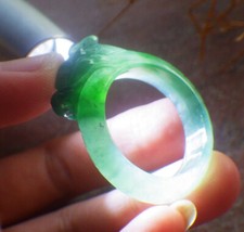 Certified Icy Blue Water Natural A JADE Jadeite Dragon RING USA. 12.5    688281