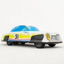 FOREIGN 60 70 Vintage HUNGARIAN TIN Litho Friction Push Toy CAR Vehicle TAXI Cab
