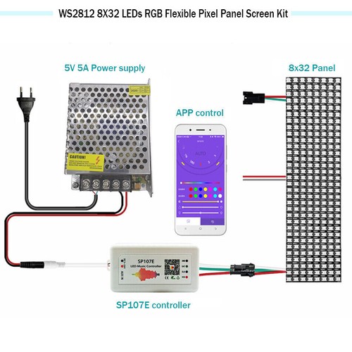 WS2812B Addressable RGB LED Panel 8x8 16x16 Pixels With SP107E Music Controller - Picture 18 of 19