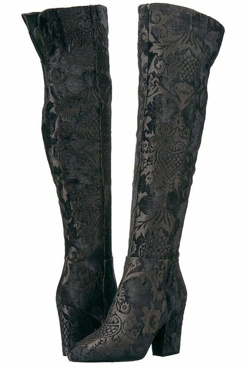 Nine West Siventa Black Over-the-Knee Boot Black Brocade Nine West Siventa Black Over-the-Knee Boot Black Brocade