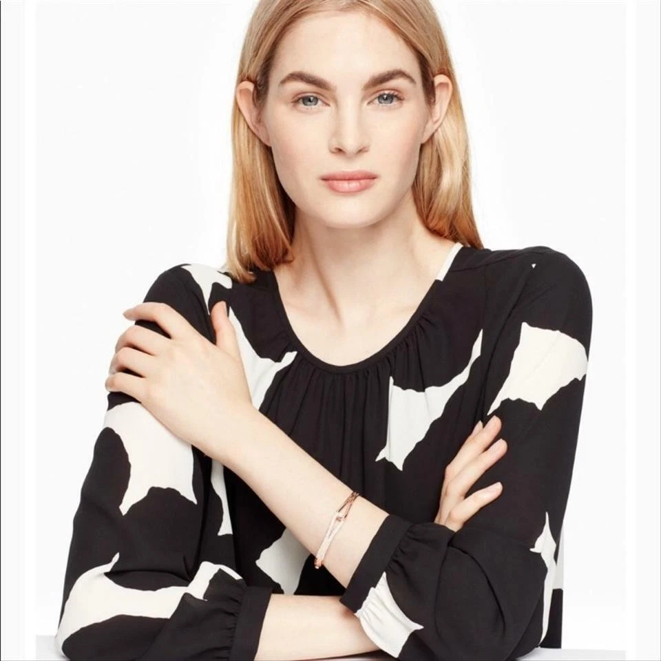 Kate Spade Get Connected Pave Loop Bangle Bracelet Rose Gold tone