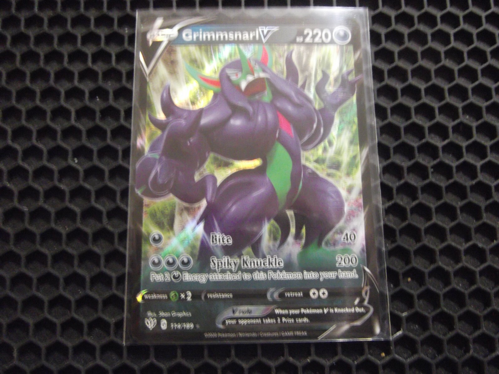 POKEMON CARD GRIMMSNARL V 114/189 DARKNESS ABLAZE FULL ART ULTRA RARE MINT PF