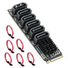 M.2 To SATA 3.0 Adapter 6Port NVMe To SATA III Expansion Card 6Gbps ASM1166