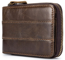 Cartera de cuero para hombre con cremallera, protecci n RFID y monedero, Nuevo