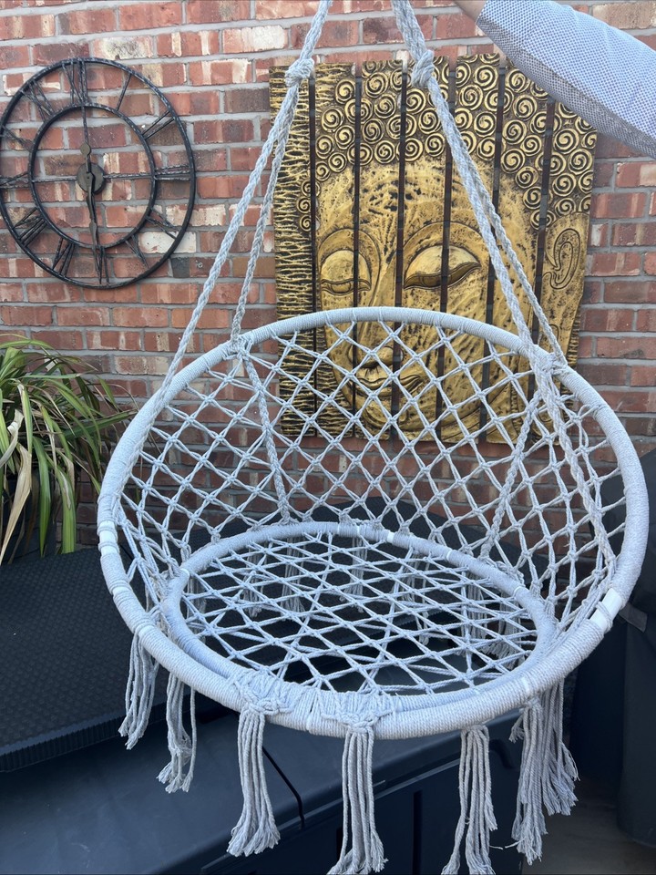 Hammock Swing Hanging Rope Round Hammock Chair For Garden Outdoor or ...