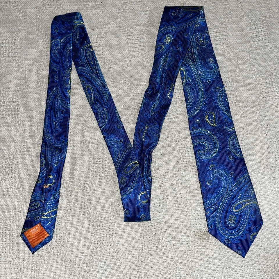 Tallia Dress Tie Mens Size 57” 3” Blue Paisley Business Formal City - Image 3 of 4