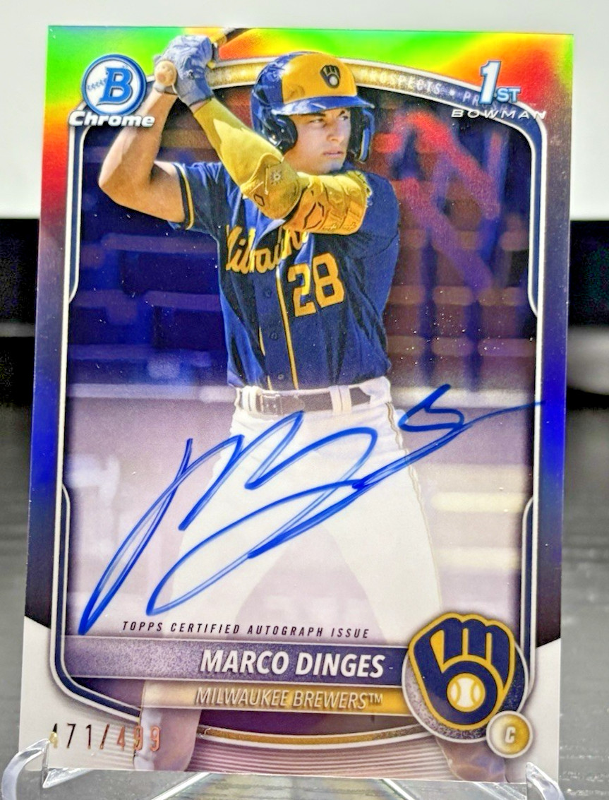 2025 Bowman Chrome - Marco Dinges 1st Refractor Auto /499 Brewers #CPA-MD