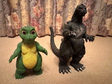 Godzilla 1991  Little Godzilla 1994 Hard Vinyl Figure Set Bandai Made in Japan