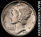 1943-D Mercury Dime- Full Split Bands- Choice Gem Brilliant Unc++++ #J8972