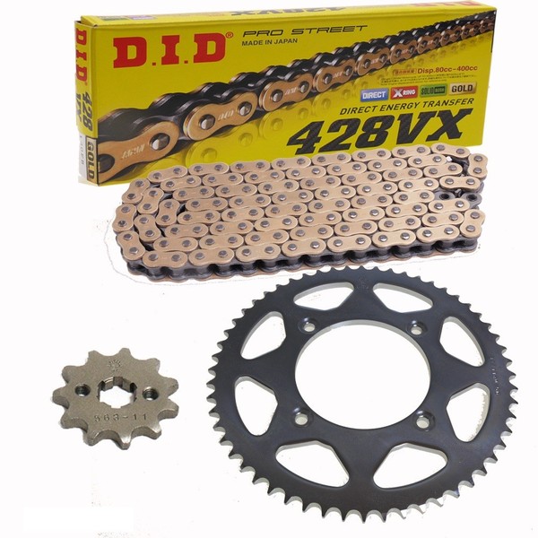Kettensatz KTM XC 105 08-09 Kette DID 428 VX G&B Gold 118 Offen 14/49-image