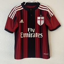 Vintage 2014-15 Red & Black Adidas Climacool AC Milan Youth Home Kit