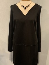 Ann Taylor Loft Womens Black V-Neck Long Sleeve Knee Length Dress Sz 6