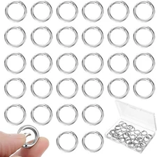 30 Pcs Metal Spring O Ring Clip, 5/8 Inch Charm Clasp, Round Snap Silver 