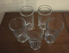 VINTAGE CRISA LIBBEY VERTICAL RIBBED JUICE GLASSES 5"; SET OF 5; HOLDS 8 OZ.