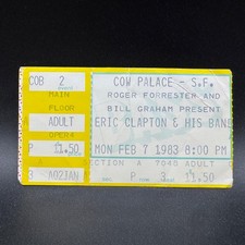 1983 ERIC CLAPTON CONCERT TICKET STUB, COW PALACE