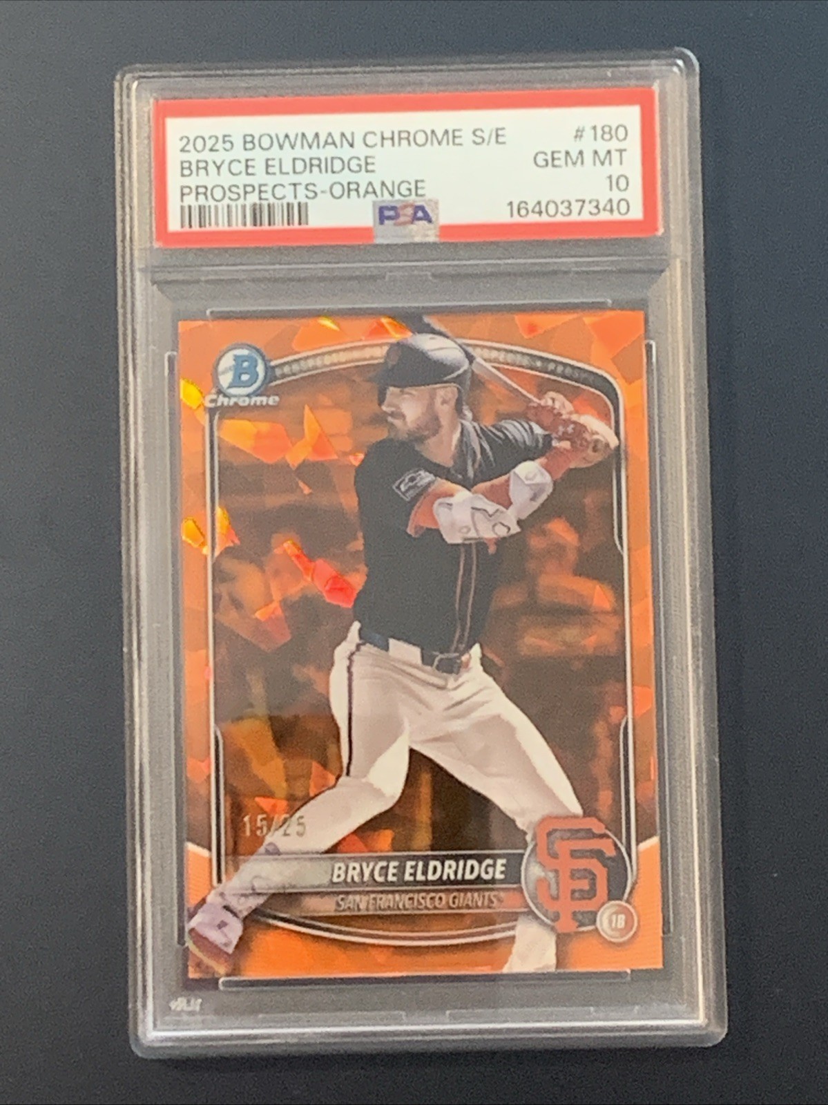 2025 Bowman Chrome Sapphire Bryce Eldridge Orange Refra/25 #BCP-180 PSA 10 POP 1