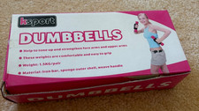 Bright Pink Pair of Dumbbells (0.75 kg each). Foam Outer Shell, Iron Bar.