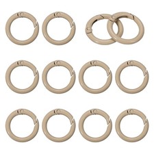 1" Spring O Rings, Spring Snap Keyring for Handbag, 12 Pack Light Brown