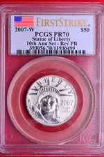 PCGS PR-70 FIRST STRIKE! 2007-W $50 10th ANNIV. REV PROOF 1/2 OZ PLATINUM EAGLE 2820.00 per troy oz