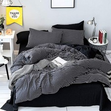 Duvet Cover Set King Size Striped Pattern Reversible Luxury Soft Bedding Set ...