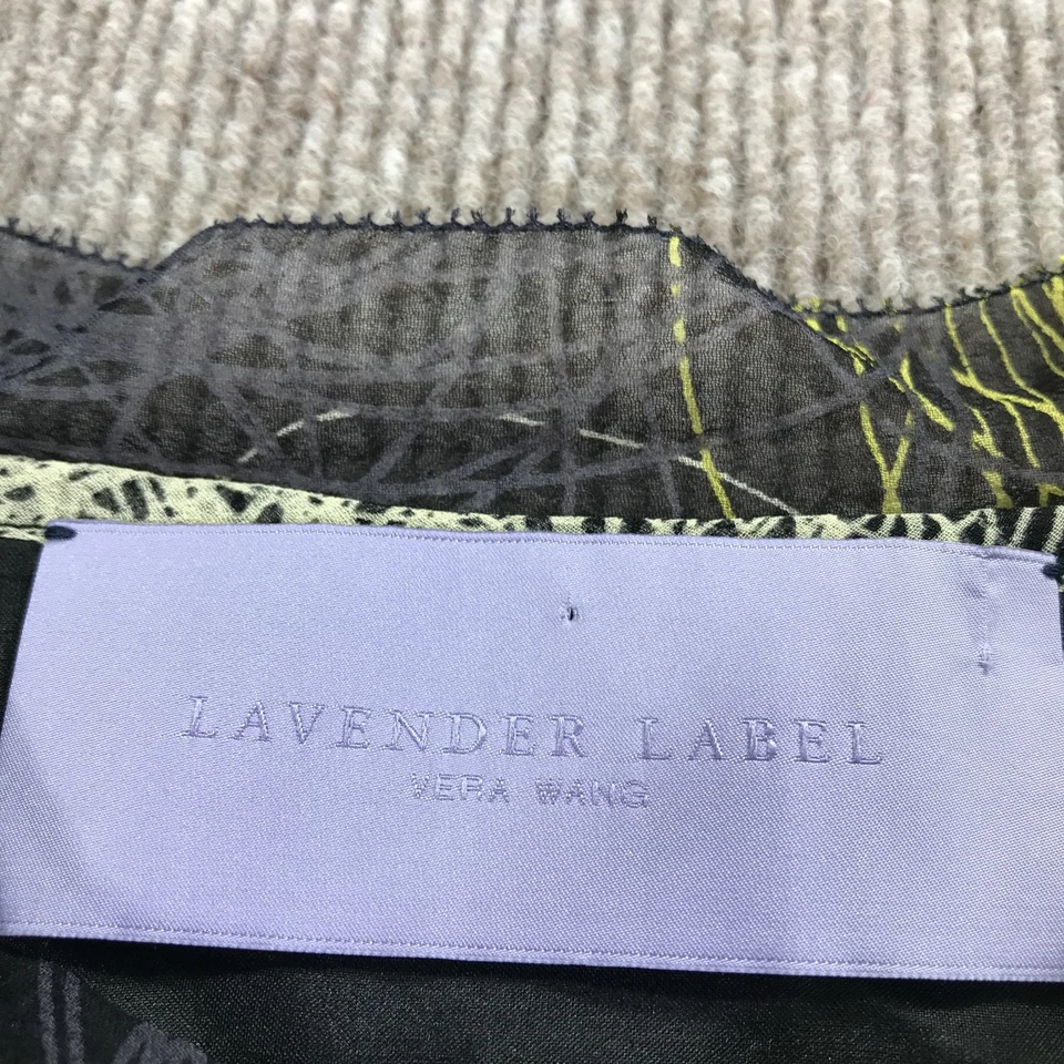 Vestido feminino Vera Wang etiqueta lavanda 8 preto amarelo cinza seda transparente manga longa - Imagem 3 de 4