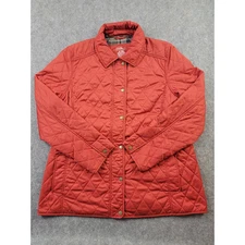 LL Bean Quilted Riding Jacket Womens XL Orange Outdoor Classic