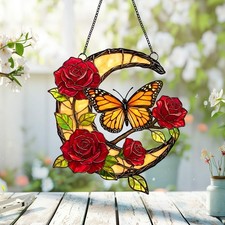 Monarch Butterfly Rose Suncatcher, Butterfly Acrylic Window Hanging