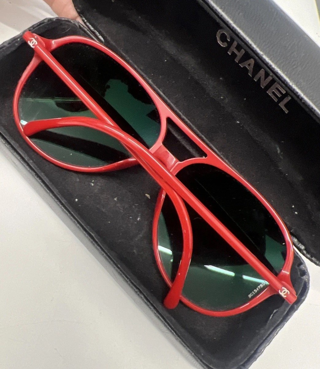 CHANEL メガネ 3075-B ボルドー系 Chanel CC Sunglasses Red Oversized Aviator Shield Gradient Lenses