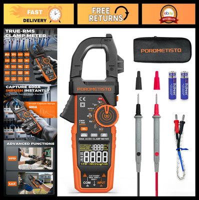Inrush Clamp Meter with Flashlight, 600A T-RMS Multimeter, NCV, AC/DC Voltage, C