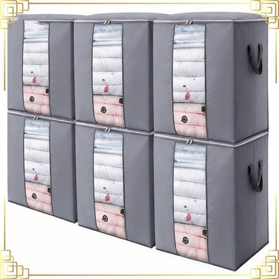 6 Stück 90L Box Groß Aufbewahrungstasche. Faltbare Unterbett Kleideraufbewahrung