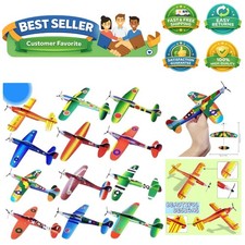 12 Pack Foam Glider Planes, 8" Airplane Toys, 12 Different Designs, Individua...