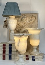 Pair Of Alabaster Urn Lamps Mid 20th Century Italian Light Table Lamps