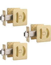 Gold Pocket Door Pull, 3 Pack Pocket Door Handles, Pocket Door Privacy Lock,