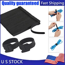 200 PCS  Black Hook & Loop Ties-Wire Cord Fastening Straps Reusable