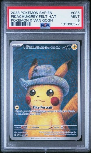 2023 Pokemon X Van Gogh Pikachu With Grey Felt Hat Black Star Promo #085 PSA 9