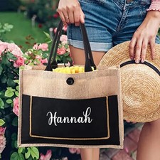 Personalized Tote Gift Bags, Tote Bags, Bridesmaid Gift Bag, Name Jute Tote Bag