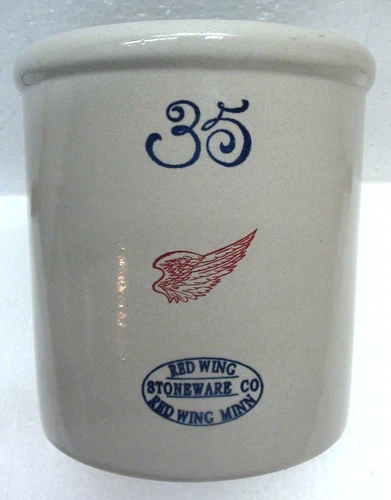 RED WING STONEWARE MINI 35 GAL CROCK 5”h X 5” Advertising