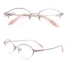 Memory Metal Half Rim Oval Eyeglasses Women Flexible Bendable Glasses Frames Red