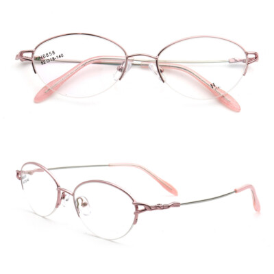 Memory Metal Half Rim Oval Eyeglasses Women Flexible Bendable Glasses Frames Red