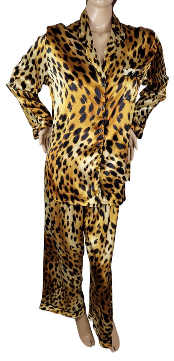 Victoria's Secret Cheetah Silk Pajama Set 2pc VICTORIA'S
